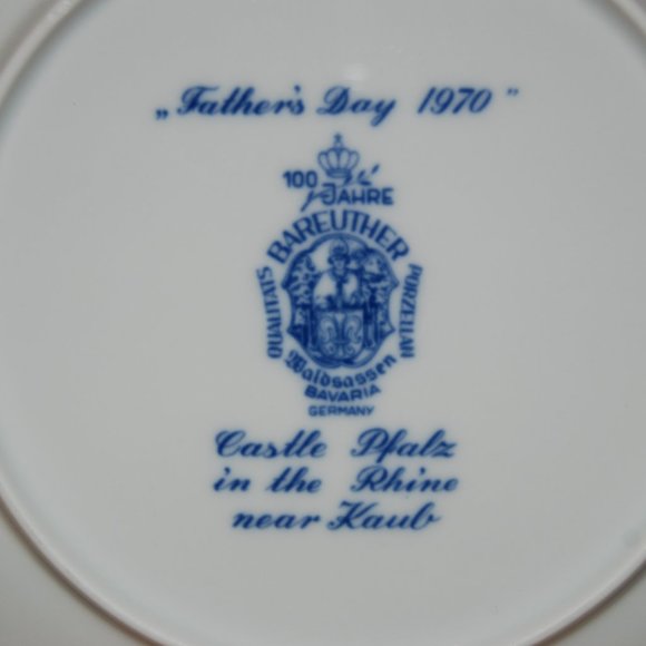 Vintage Datertag 1970 Castle Pfalz In The Rhine Collector's Plate - Father's Day - Picture 3 of 4